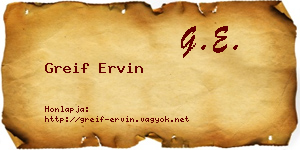 Greif Ervin névjegykártya